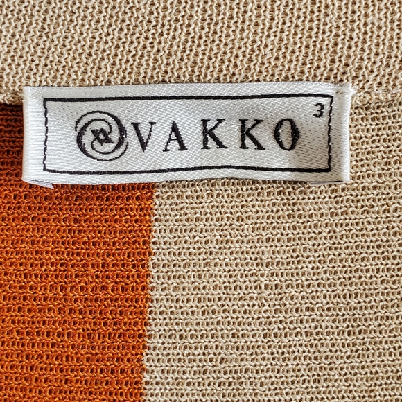 Vakko Women Collar Sweater Cardigan with hook, orange, yellow and tan stripes - Picture 13 of 14